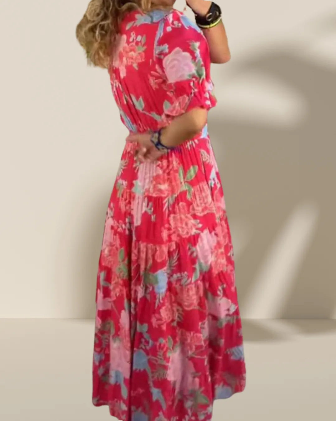 Robe Longue à Fleurs Décolletée