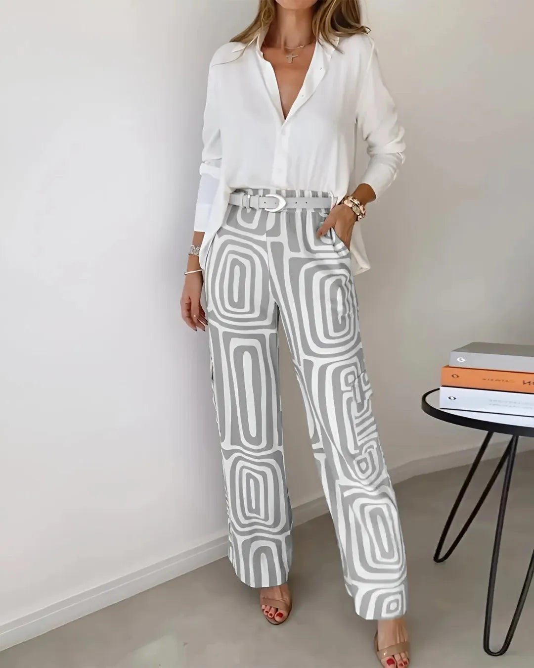 Costume Deux Pièces à Imprimé Graphique