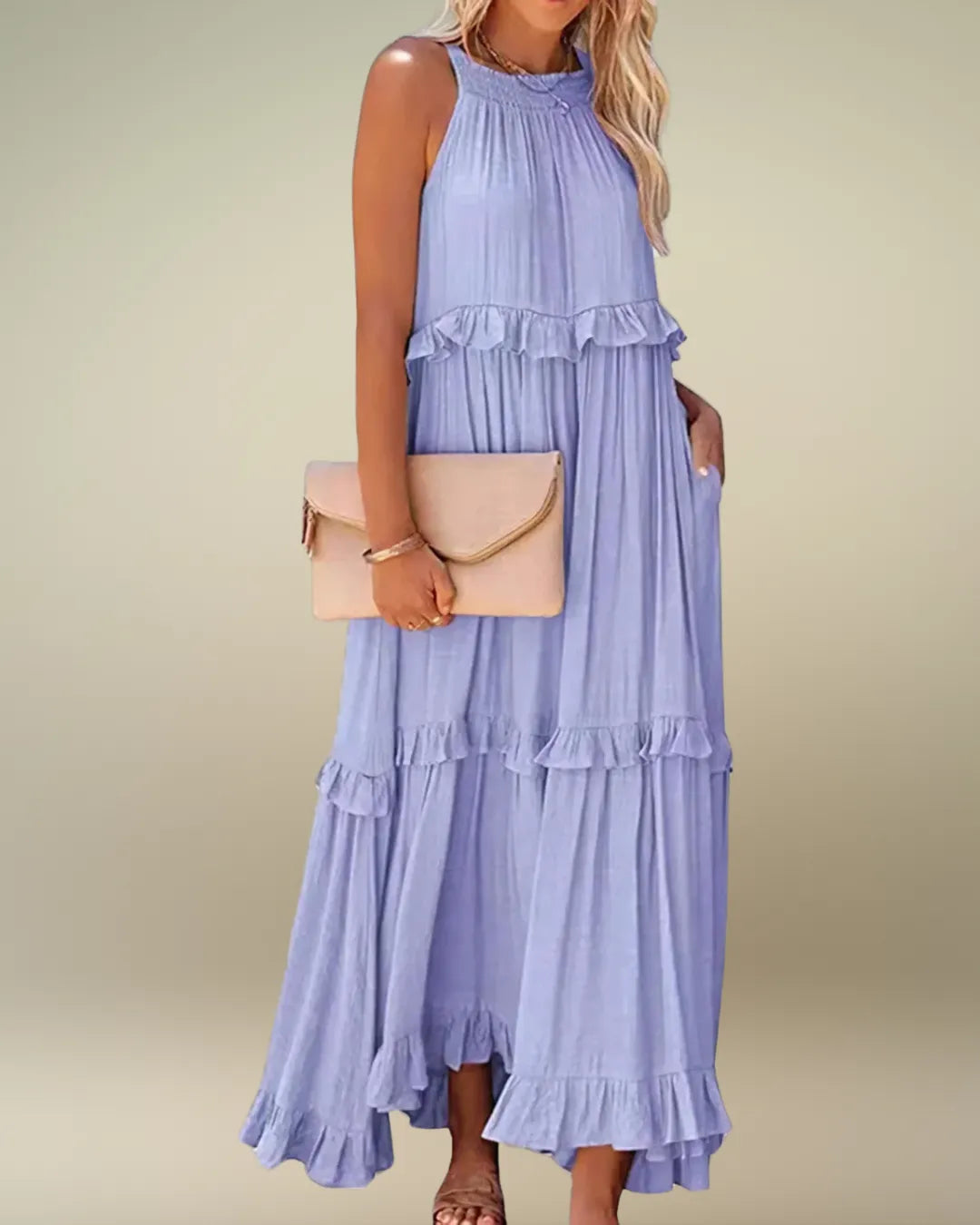 Robe Longue à Volants Dos Nu