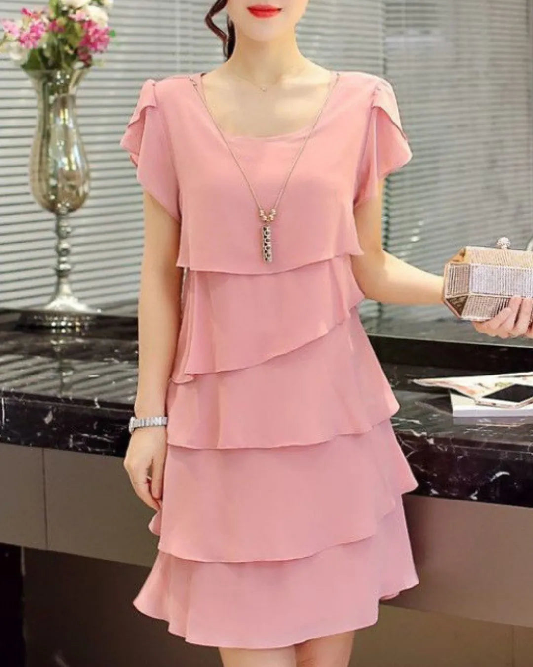 Robe Volants Courte en Mousseline