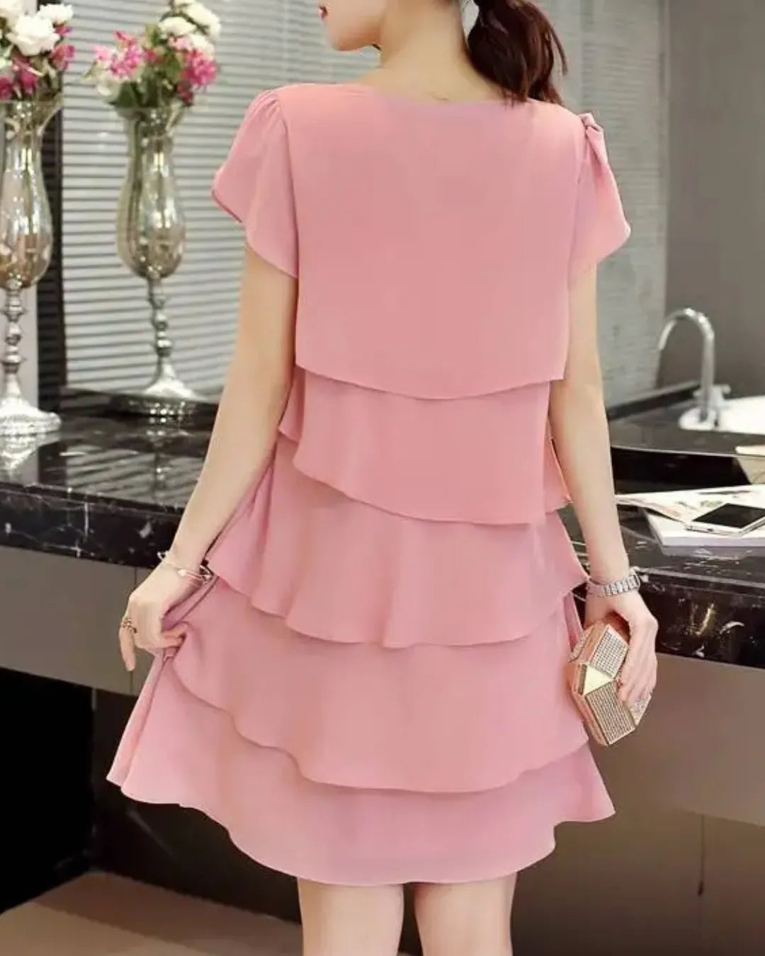 Robe Volants Courte en Mousseline