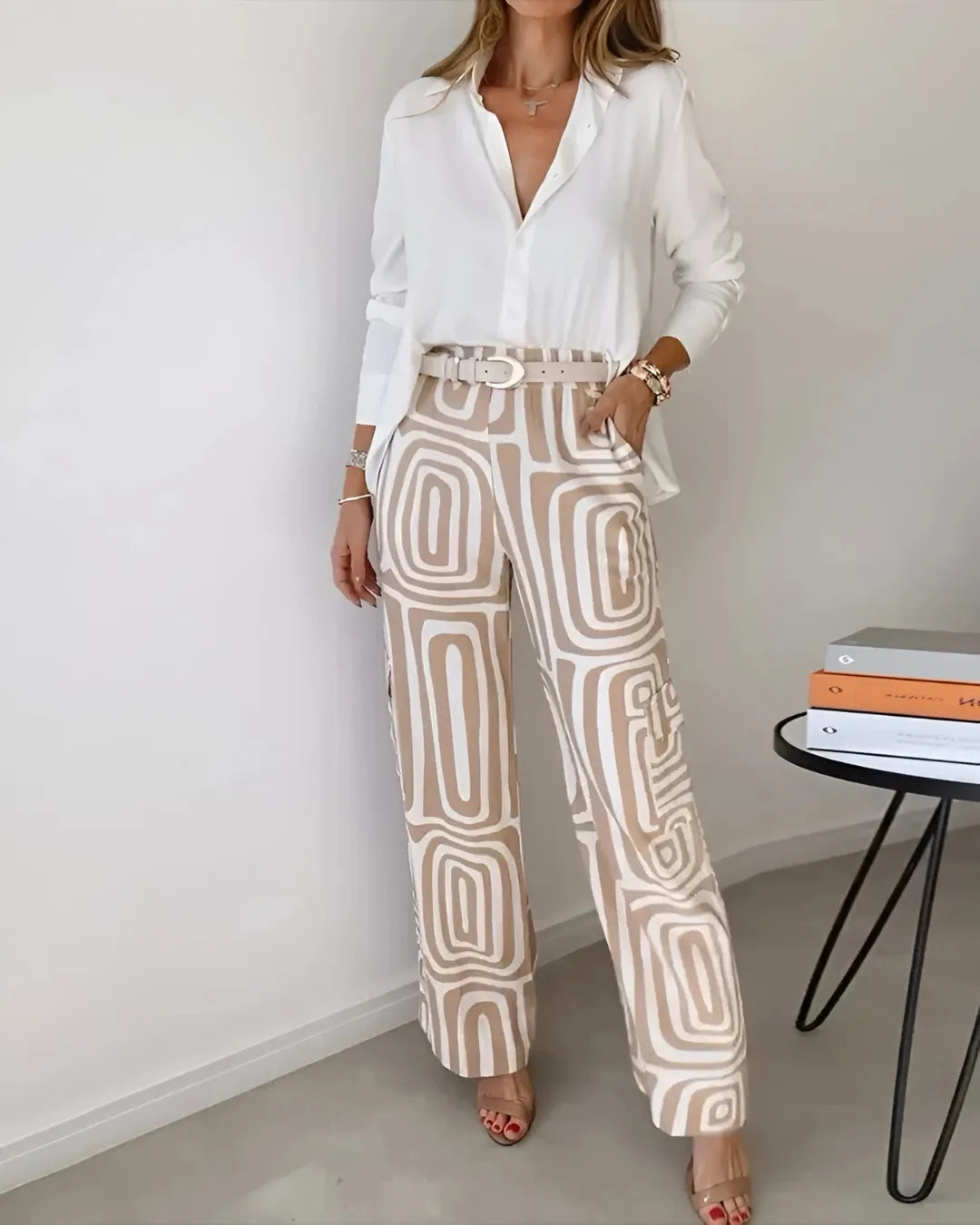 Costume Deux Pièces à Imprimé Graphique