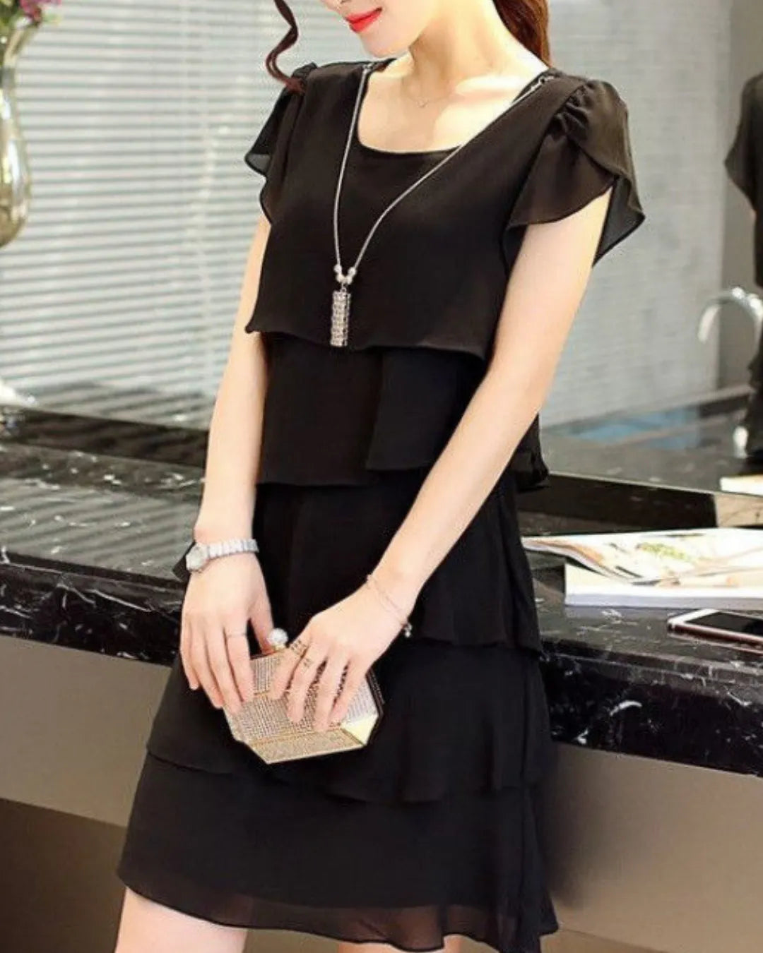 Robe Volants Courte en Mousseline