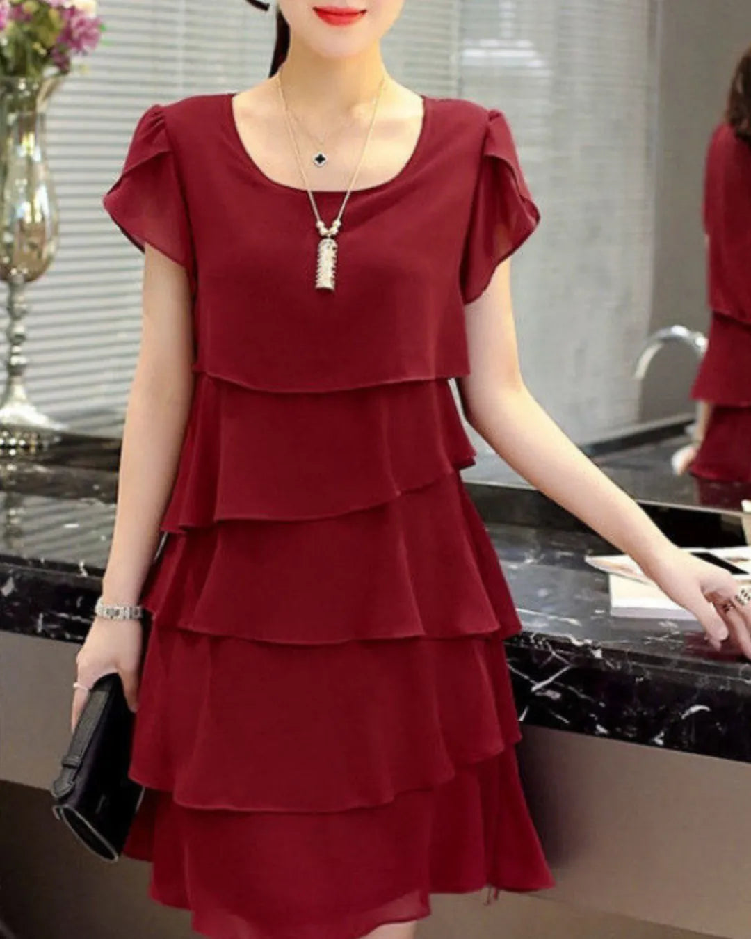 Robe Volants Courte en Mousseline