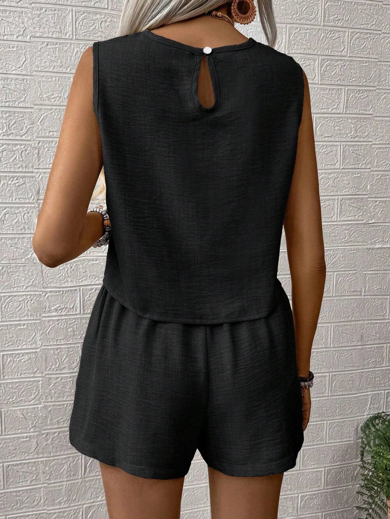 Ensemble Décontracté Sans Manches + Short Taille Haute