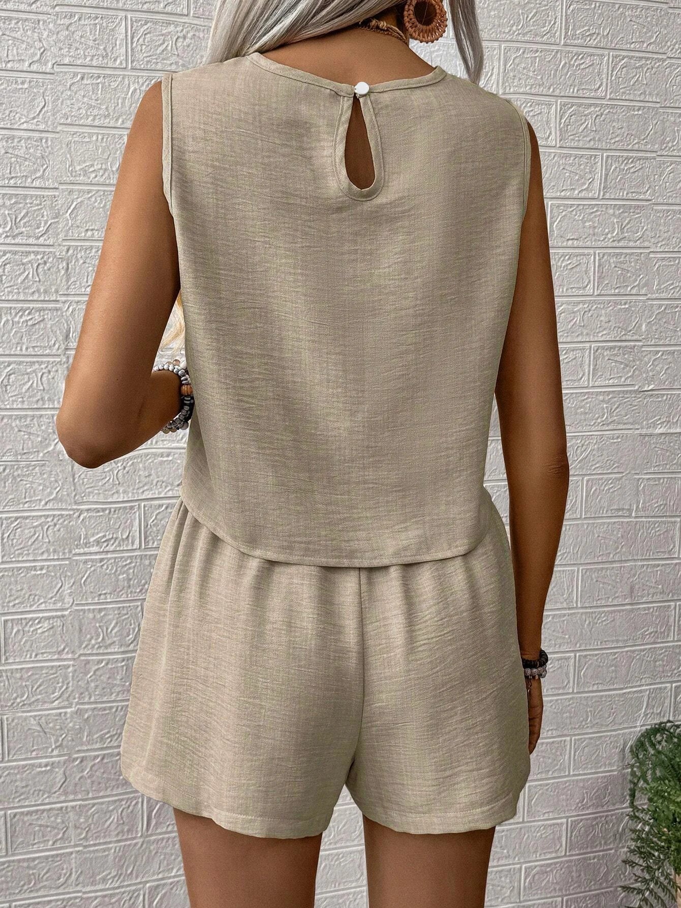 Ensemble Décontracté Sans Manches + Short Taille Haute