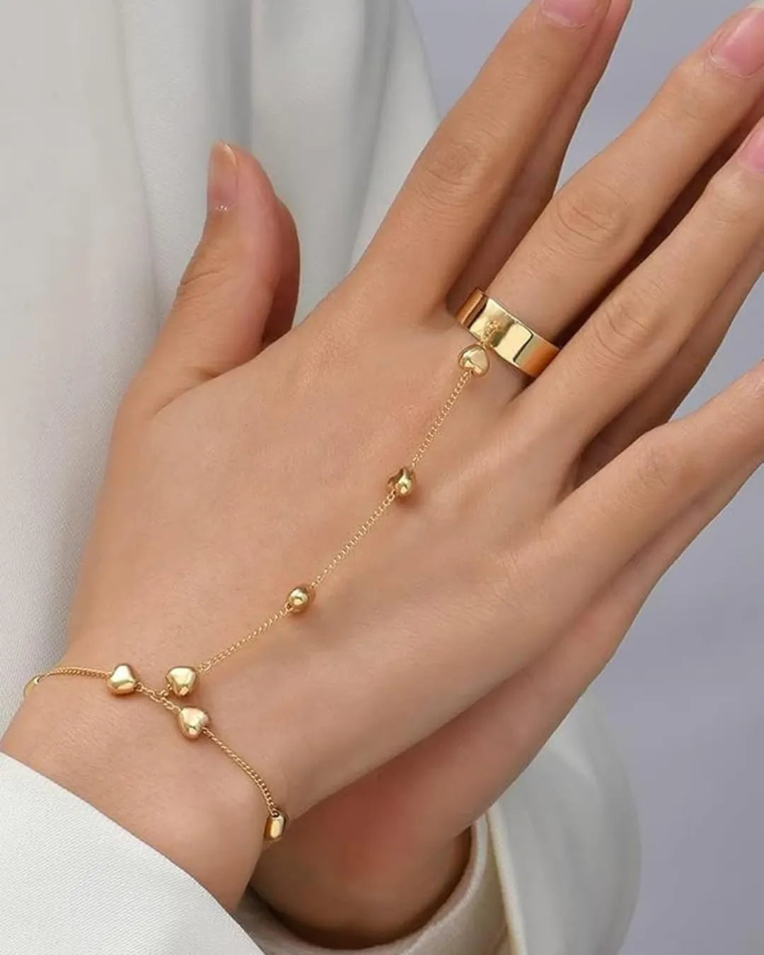 Vintage Ring With Heart Chain Bracelet by Coziqe –  from ycjmn1-sr.myshopify.com